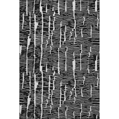 5' X 8' Black And Ivory Vermicular Washable Area Rug With UV Protection