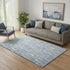 5' X 8' Blue And Ivory Vermicular Washable Area Rug With UV Protection