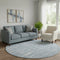 8' Blue And Ivory Vermicular Washable Round Rug With UV Protection