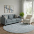 8' Blue And Ivory Vermicular Washable Round Rug With UV Protection