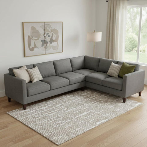 9' X 12' Brown And Ivory Vermicular Washable Area Rug With UV Protection
