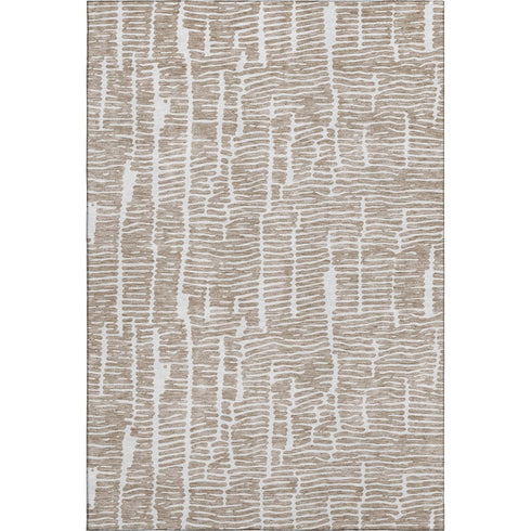 9' X 12' Brown And Ivory Vermicular Washable Area Rug With UV Protection