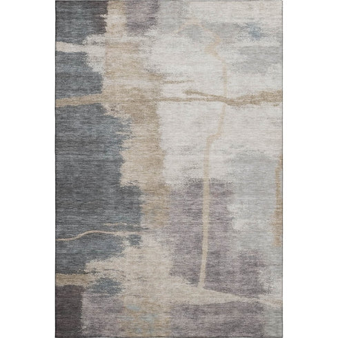 8' X 10' Gray Beige And Ivory Abstract Washable Area Rug With UV Protection