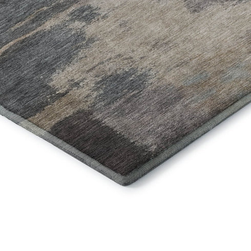 8' X 10' Gray Beige And Ivory Abstract Washable Area Rug With UV Protection
