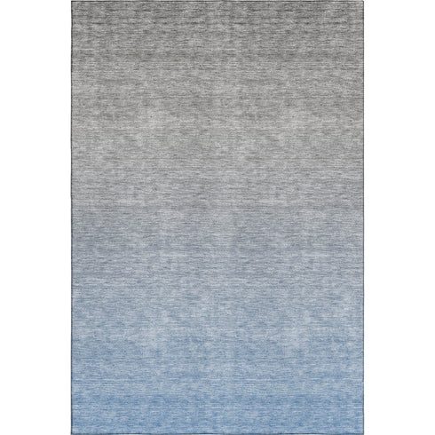 5' X 8' Blue And Gray Ombre Washable Area Rug With UV Protection