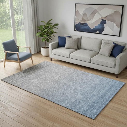 5' X 8' Blue And Gray Ombre Washable Area Rug With UV Protection