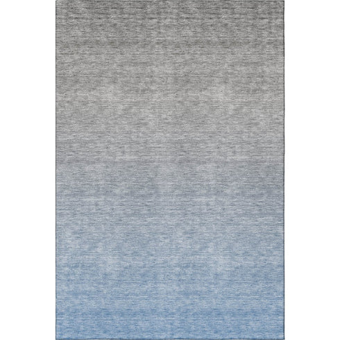 8' X 10' Blue And Gray Ombre Washable Area Rug With UV Protection
