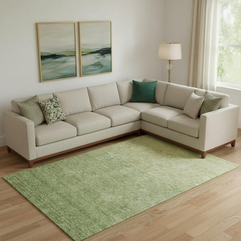8' X 10' Green And Gray Ombre Washable Area Rug With UV Protection