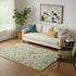 5' X 8' Fern Green Blue And Pink Paisley Washable Area Rug With UV Protection