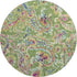 8' Fern Green Blue And Pink Paisley Washable Round Rug With UV Protection