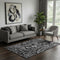 5' X 8' Black And Silver Paisley Washable Area Rug With UV Protection