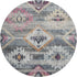 8' Gray Gold And Blush Southwestern Washable Round Rug With UV Protection