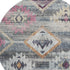 8' Gray Gold And Blush Southwestern Washable Round Rug With UV Protection