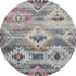 8' Gray Gold And Blush Southwestern Washable Round Rug With UV Protection