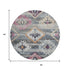 8' Gray Gold And Blush Southwestern Washable Round Rug With UV Protection