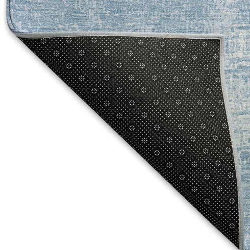 8' X 10' Blue And Ivory Abstract Washable Area Rug With UV Protection