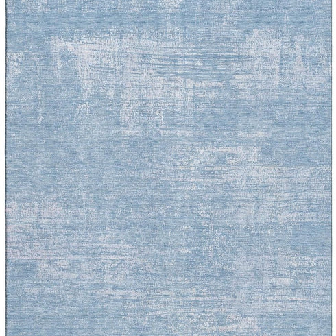 8' X 10' Blue And Ivory Abstract Washable Area Rug With UV Protection