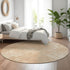 8' Coral And Ivory Abstract Washable Round Rug With UV Protection