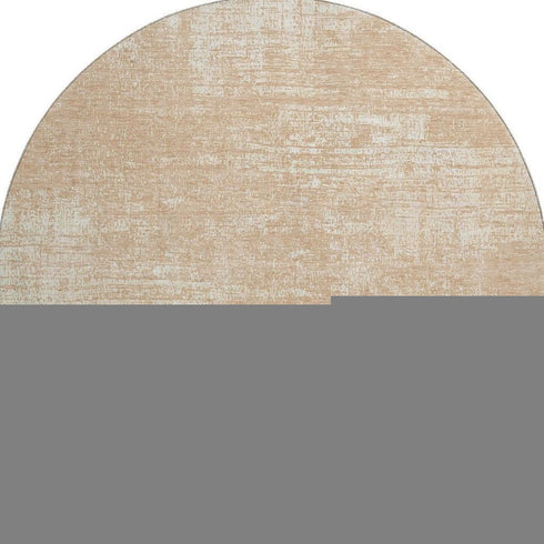 8' Coral And Ivory Abstract Washable Round Rug With UV Protection