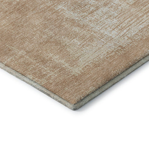 8' X 10' Coral And Ivory Abstract Washable Area Rug With UV Protection