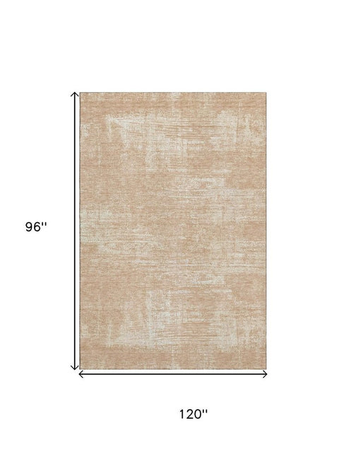 8' X 10' Coral And Ivory Abstract Washable Area Rug With UV Protection