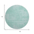 8' Turquoise And Ivory Abstract Washable Round Rug With UV Protection