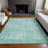 8' X 10' Turquoise And Ivory Abstract Washable Area Rug With UV Protection