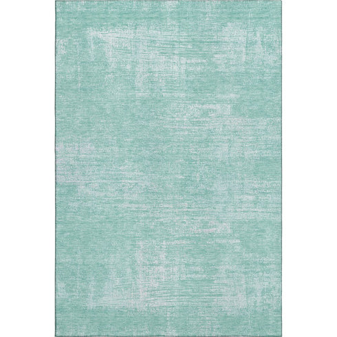 8' X 10' Turquoise And Ivory Abstract Washable Area Rug With UV Protection