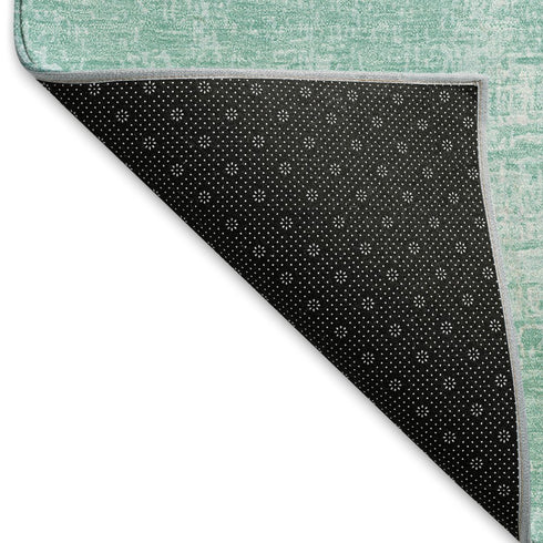 8' X 10' Turquoise And Ivory Abstract Washable Area Rug With UV Protection