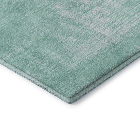 8' X 10' Turquoise And Ivory Abstract Washable Area Rug With UV Protection