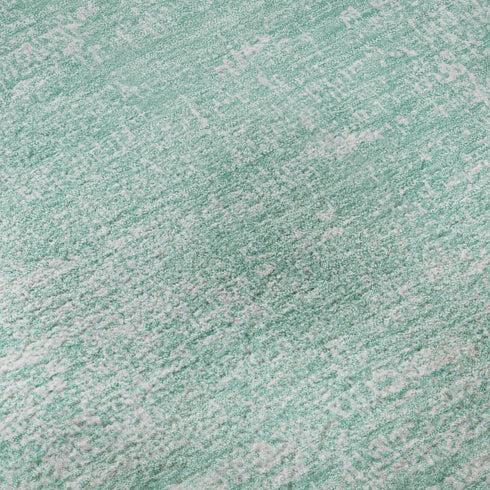 8' X 10' Turquoise And Ivory Abstract Washable Area Rug With UV Protection
