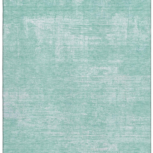 8' X 10' Turquoise And Ivory Abstract Washable Area Rug With UV Protection