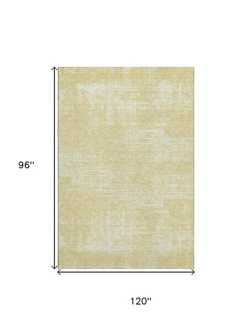 8' X 10' Wheat And Ivory Abstract Washable Area Rug With UV Protection