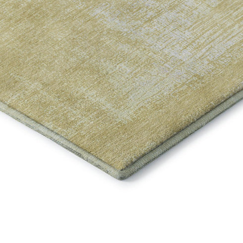 8' X 10' Wheat And Ivory Abstract Washable Area Rug With UV Protection