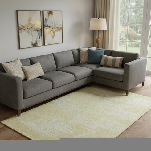 8' X 10' Wheat And Ivory Abstract Washable Area Rug With UV Protection
