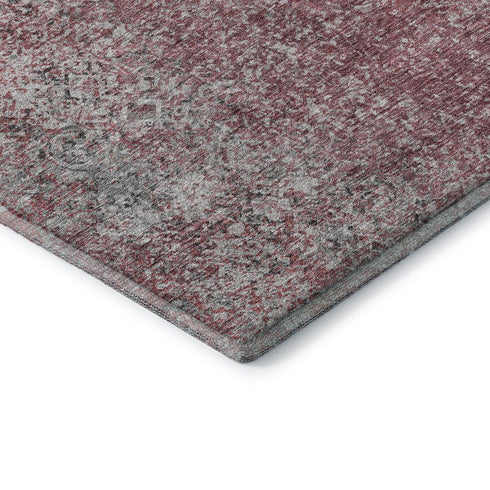 5' X 8' Merlot And Gray Abstract Washable Area Rug With UV Protection