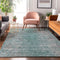 9' X 12' Teal And Gray Abstract Washable Area Rug With UV Protection