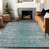 9' X 12' Teal And Gray Abstract Washable Area Rug With UV Protection