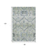 8' X 10' Artichoke Green And Gray Floral Washable Area Rug With UV Protection