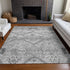 8' X 10' Gray And Silver Floral Washable Area Rug With UV Protection
