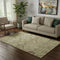 5' X 8' Brown And Beige Floral Washable Area Rug With UV Protection