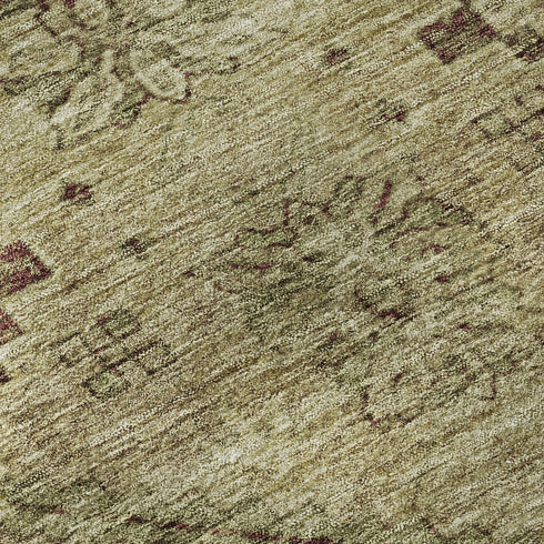 5' X 8' Brown And Beige Floral Washable Area Rug With UV Protection