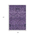 5' X 8' Eggplant And Gray Floral Washable Area Rug With UV Protection