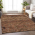 9' X 12' Rust And Copper Floral Washable Area Rug With UV Protection