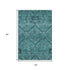 5' X 8' Teal And Gray Floral Washable Area Rug With UV Protection