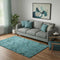 5' X 8' Teal And Gray Floral Washable Area Rug With UV Protection