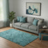 5' X 8' Teal And Gray Floral Washable Area Rug With UV Protection