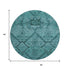 8' Teal And Gray Floral Washable Round Rug With UV Protection