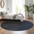 8' Navy Blue And Charcoal Ombre Washable Round Rug With UV Protection