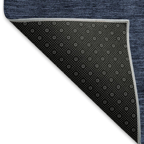 8' Navy Blue And Charcoal Ombre Washable Round Rug With UV Protection